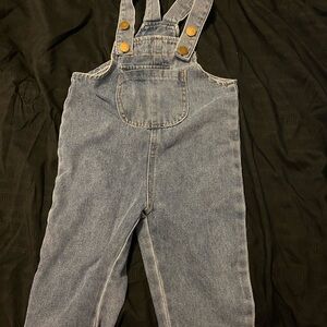 Toddler Denim Overalls with Gold Buttons